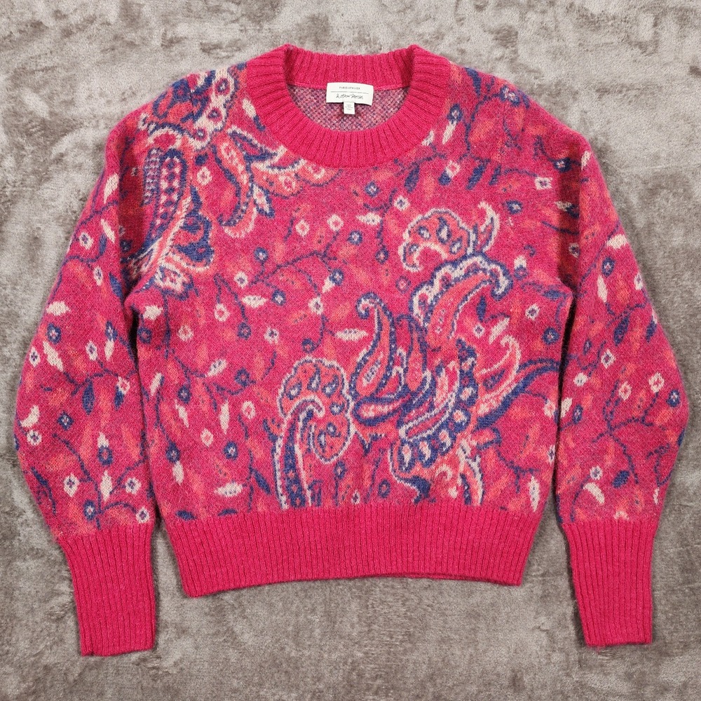 & Other Stories Sweater Womens Small Alpaca Wool Paisley Jacquard Pullover Fuzzy